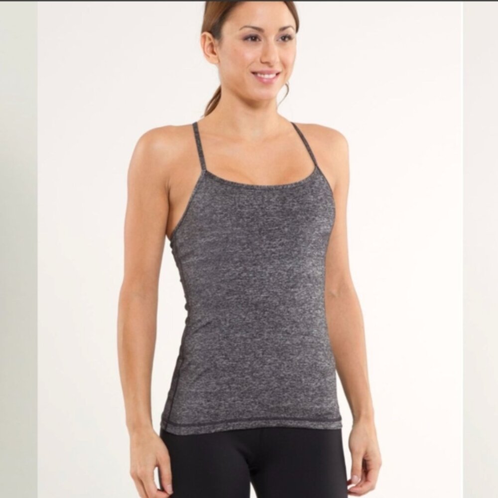 Lululemon Power Y Tank Heathered Black / Black